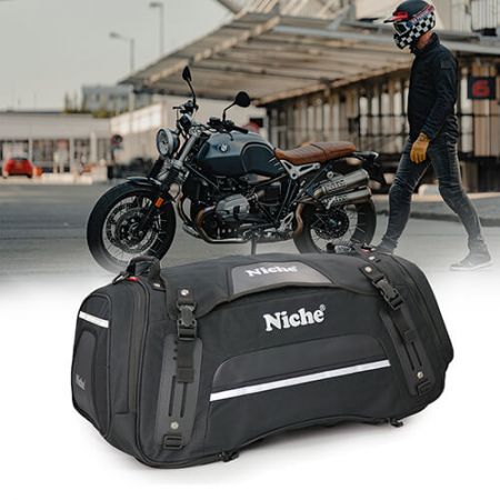 Borsa posteriore XL per motocicletta all'ingrosso - Borsa da viaggio extra large per motocicletta, borsa posteriore, borsa sella espandibile e copertura antipioggia impermeabile inclusa.